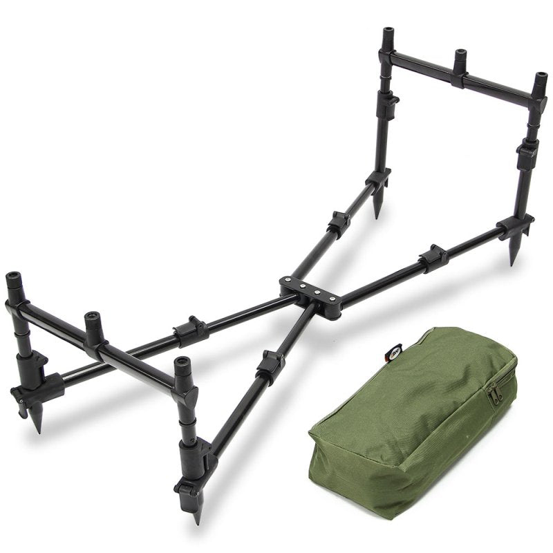 NGT Carp Fishing Rod Pod Nomad Mk2 Compact Black With Bank Sticks & Buzz Bars - NGT Tackle Shop