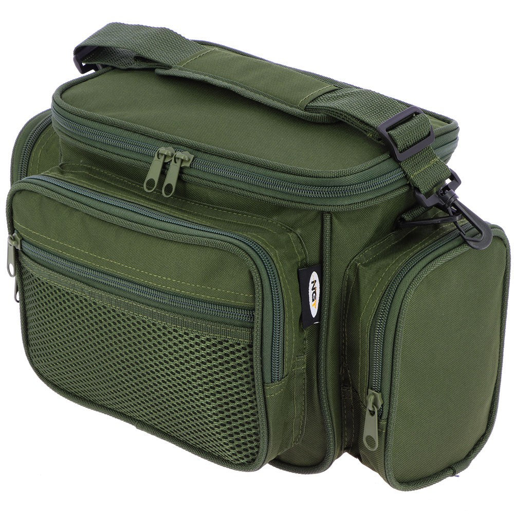 NGT Fishing Tackle Bag Small Holdall Green Carp Multi Pocket Carryall Stalking