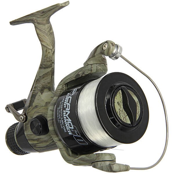 2 x Carp Fishing Reels Camo 60 Carp Runner Reel 3BB Spooled with 12lb Line - NGT Tackle Shop