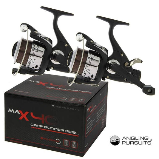 2 x Carp Runner Reels Carp Fishing Reels Max40 Spooled with 8lb Line - NGT Tackle Shop