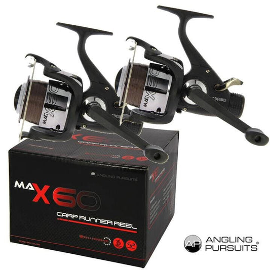 2 x Carp Runner Reels Carp Fishing Reels Max60 Spooled with 10lb Line - NGT Tackle Shop