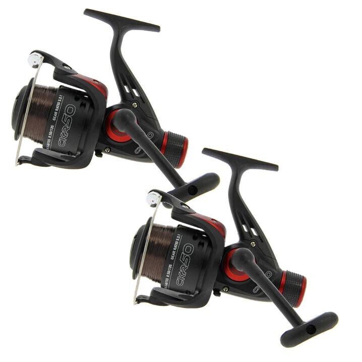 2 x CKR 50 Fishing Reels Float Feeder Spinning Match Reel Loaded with 8lb Line - NGT Tackle Shop
