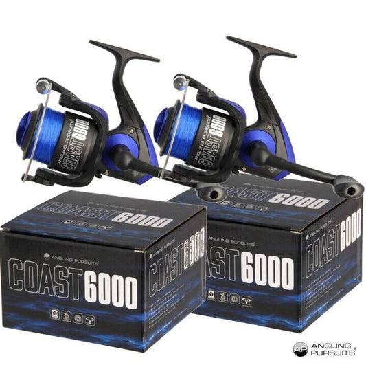 2 x SEA FISHING REELS 1BB REEL WITH 20lb SEA FISHING LINE COAST 6000 FRONT DRAG - NGT Tackle Shop
