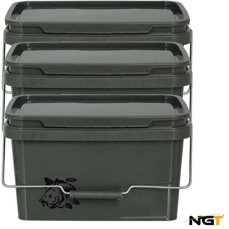 3 x 5L NGT Fishing Bait Buckets - NGT Tackle Shop