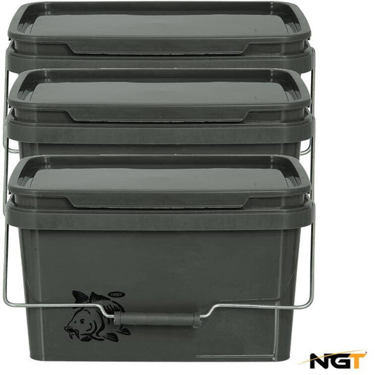 3 x 5L NGT Fishing Bait Buckets - NGT Tackle Shop
