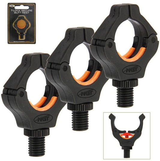 3 x NGT T Lock Rod Butt Rest Carp Fishing Magnetic Fully Locking Rod Lok - NGT Tackle Shop