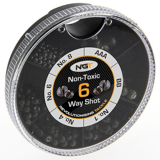 Fishing Split Shot Lead Free 6 Way Soft Weights AAA BB No1 No4 No6 No8 NGT - NGT Tackle Shop