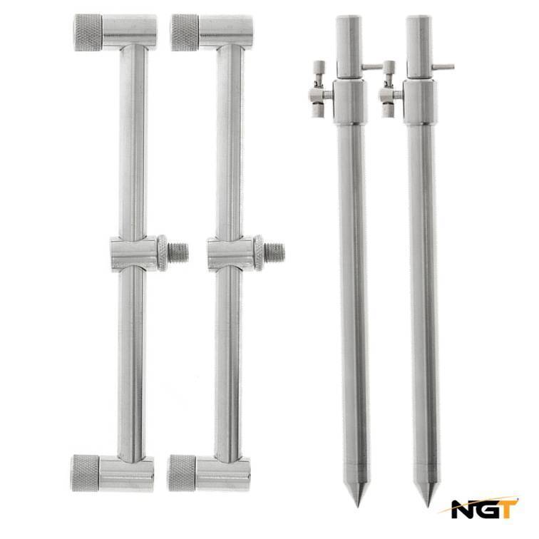 NGT BUZZ BAR SETS BANK STICKS STAINLESS STEEL CARP FISHING 2 / 3 ROD SETS - NGT Tackle Shop