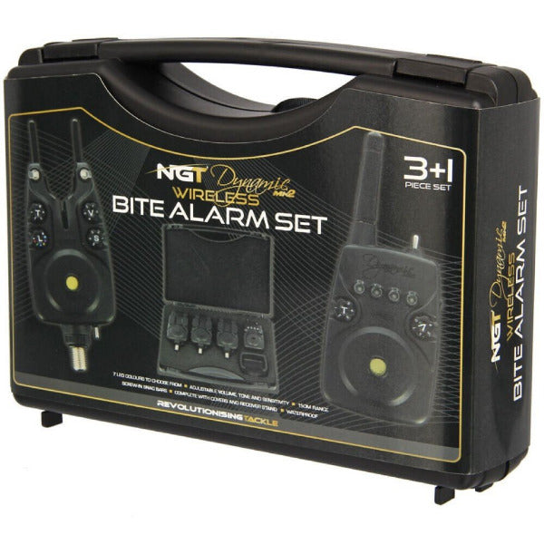 NGT Carp Fishing Bite Alarm Set Dynamic MK2 Wireless 3 Alarms Covers & Receiver - NGT Tackle Shop