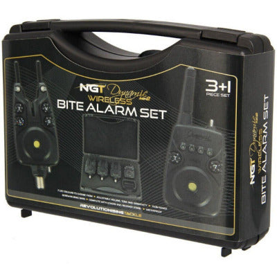 NGT Carp Fishing Bite Alarm Set Dynamic MK2 Wireless 3 Alarms Covers & Receiver - NGT Tackle Shop