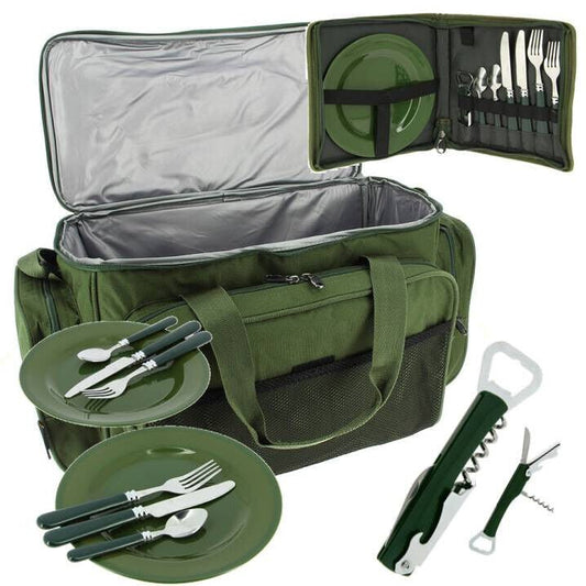 NGT Carp Fishing Insulated Bag Carryall + Day Cutlery Set Plates Folk Spoon - NGT Tackle Shop