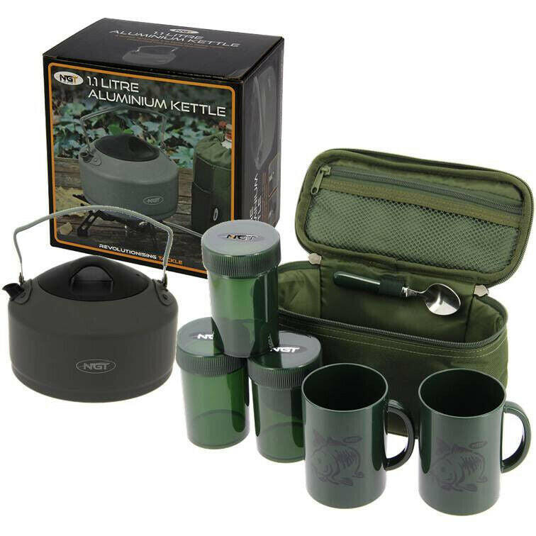 NGT Carp Fishing Kettle Brew Kit Set 2 Cups 3 Pots Tea Case Camping Outdoors - NGT Tackle Shop