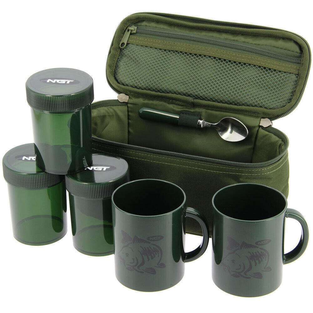 NGT Carp Fishing Kettle Brew Kit Set 2 Cups 3 Pots Tea Case Camping Outdoors - NGT Tackle Shop
