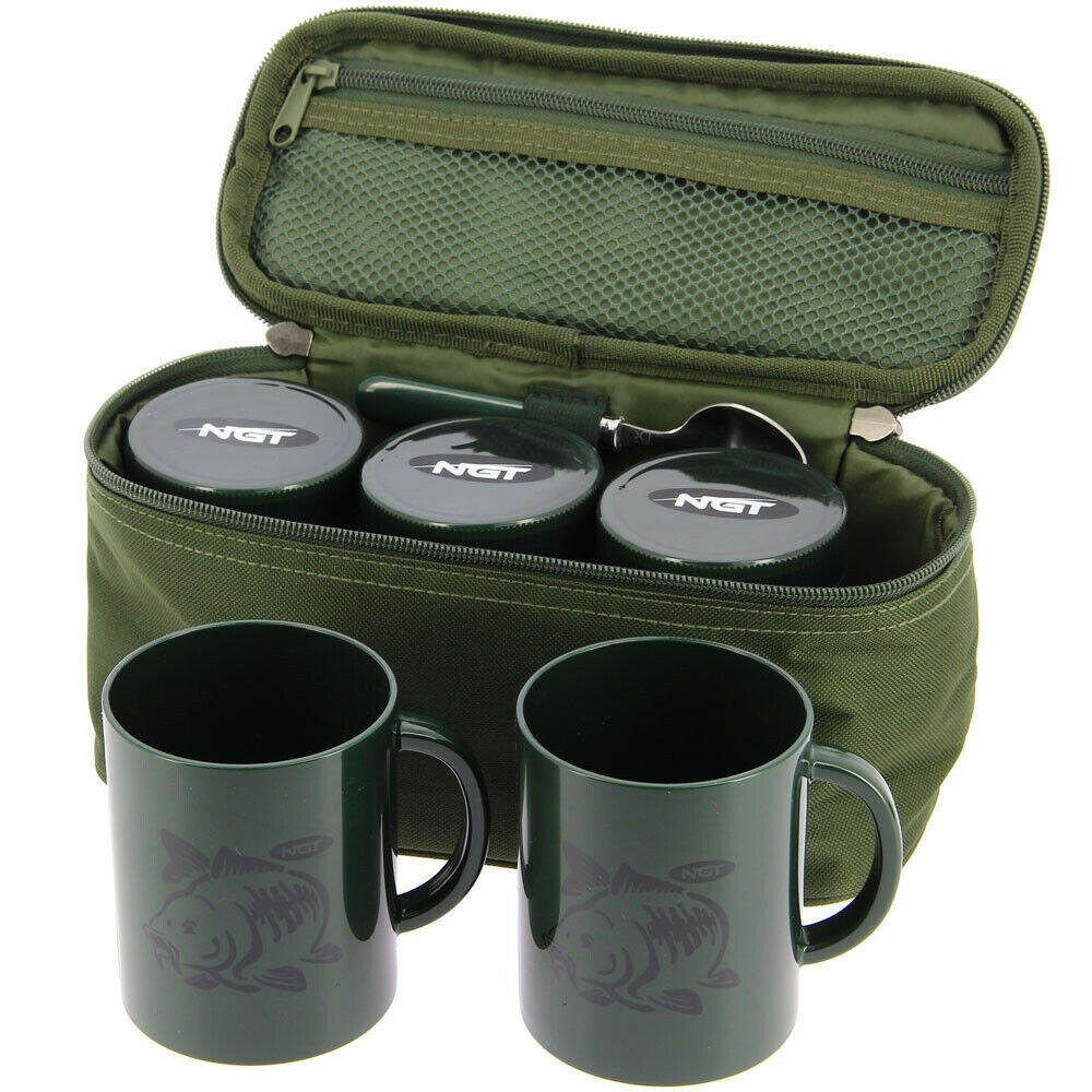 NGT Carp Fishing Kettle Brew Kit Set 2 Cups 3 Pots Tea Case Camping Outdoors - NGT Tackle Shop