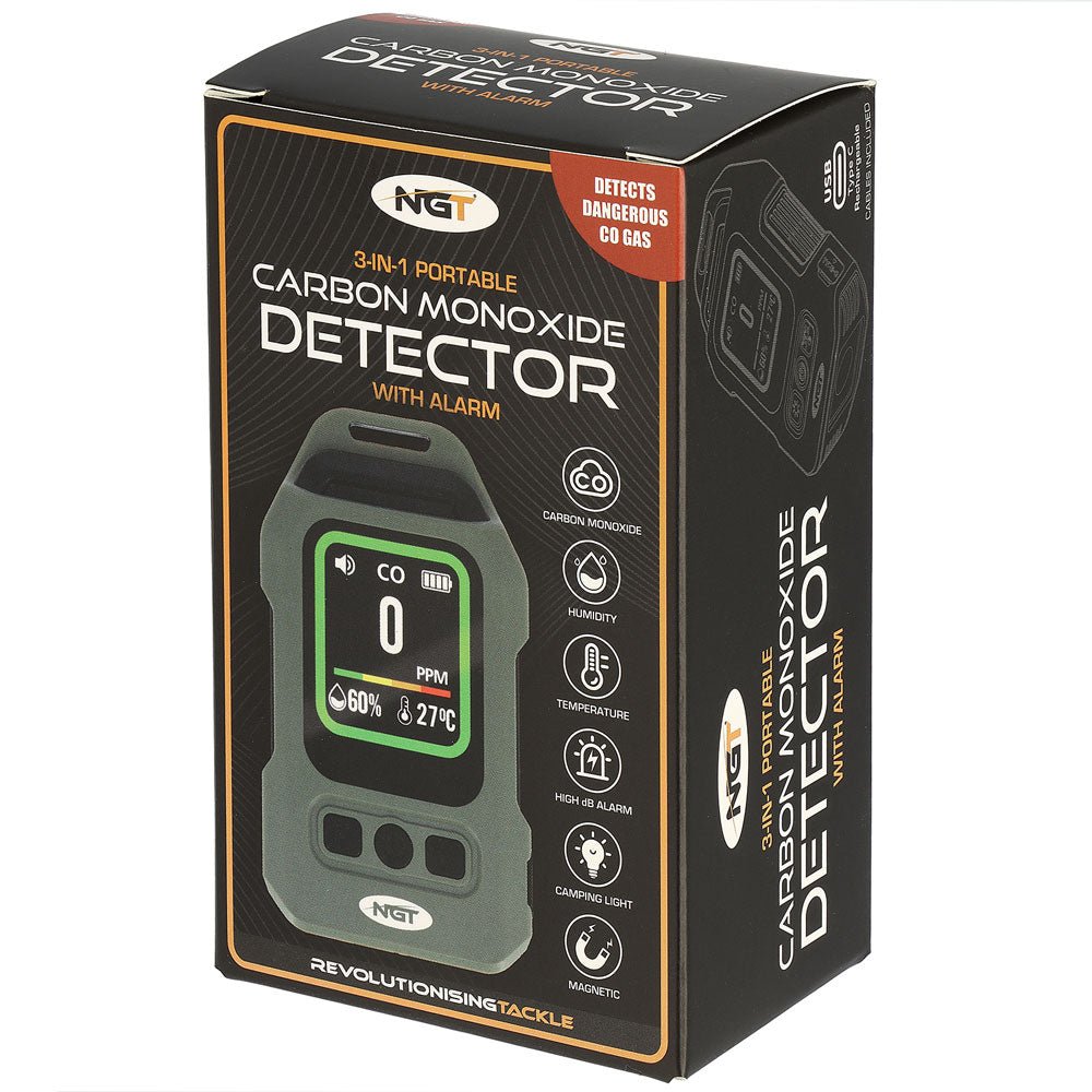 NGT CO Detector with Alarm, Thermometer and Light (787) -2 - NGT Tackle Shop