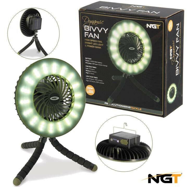 NGT Dynamic Bivvy Fan LED Light Wireless Fan Powerbank Carp Fishing Camping - NGT Tackle Shop