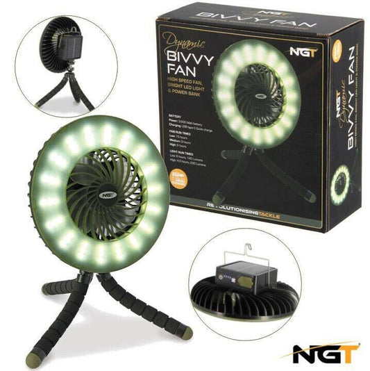 NGT Dynamic Bivvy Fan LED Light Wireless Fan Powerbank Carp Fishing Camping - NGT Tackle Shop