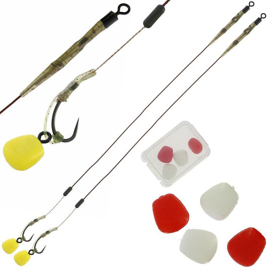 NGT Hair Rigs x 6 'D RIG' Size 6 and 8 Barbless hooks Bait Screw Floating Corn -1 - NGT Tackle Shop