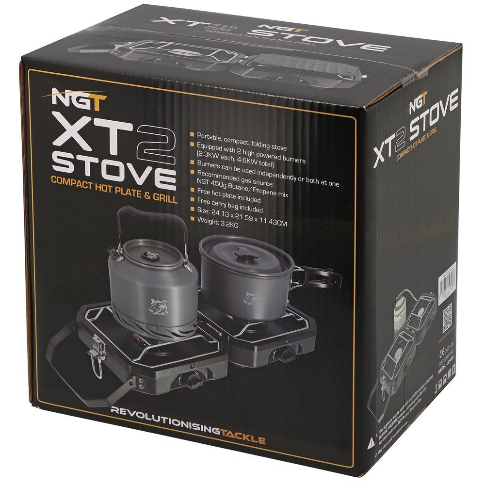 NGT XT Stove Twin Double Gas Carp Fishing Camping Cooker Griddle Plate & Case -6 - NGT Tackle Shop