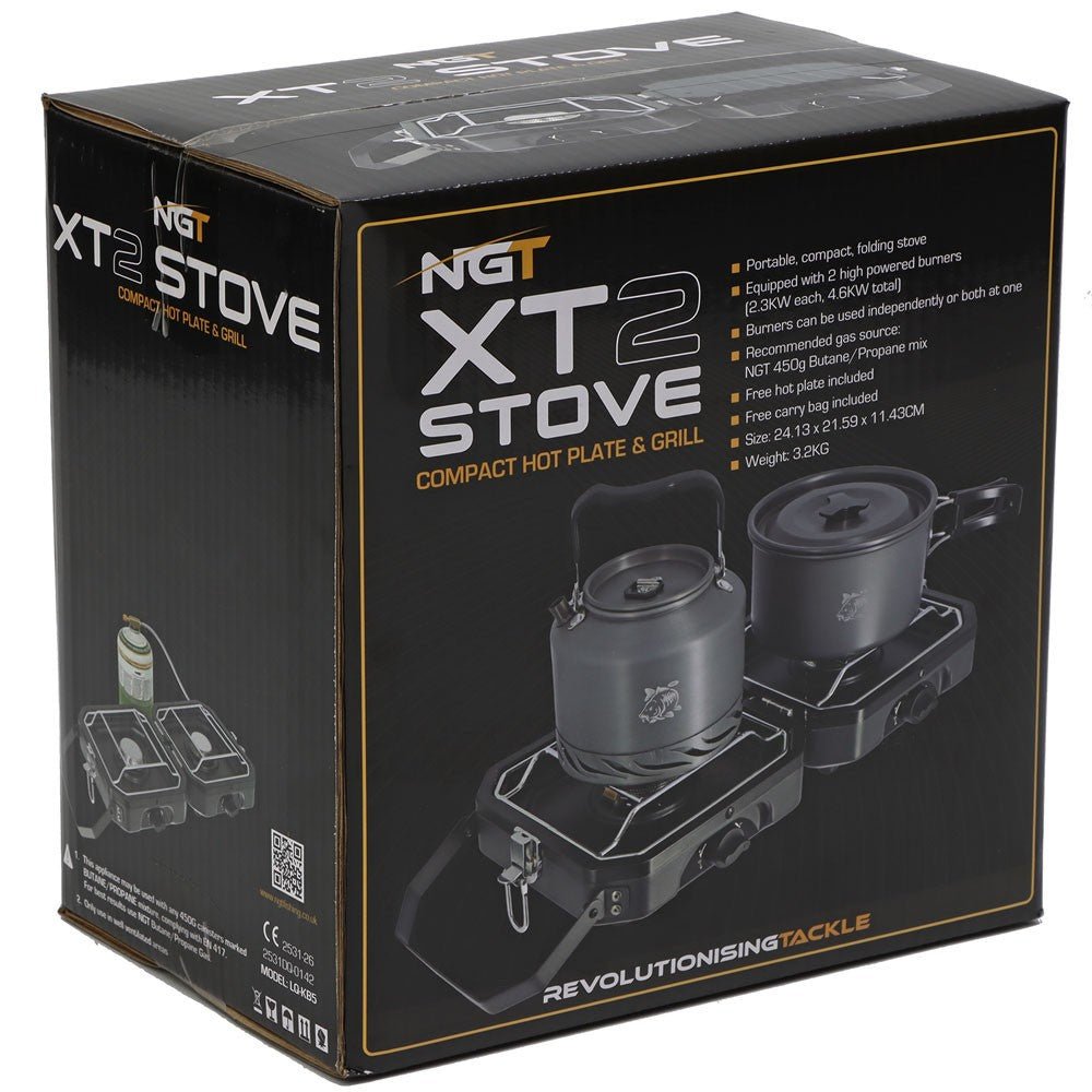 NGT XT Stove Twin Double Gas Carp Fishing Camping Cooker Griddle Plate & Case -5 - NGT Tackle Shop
